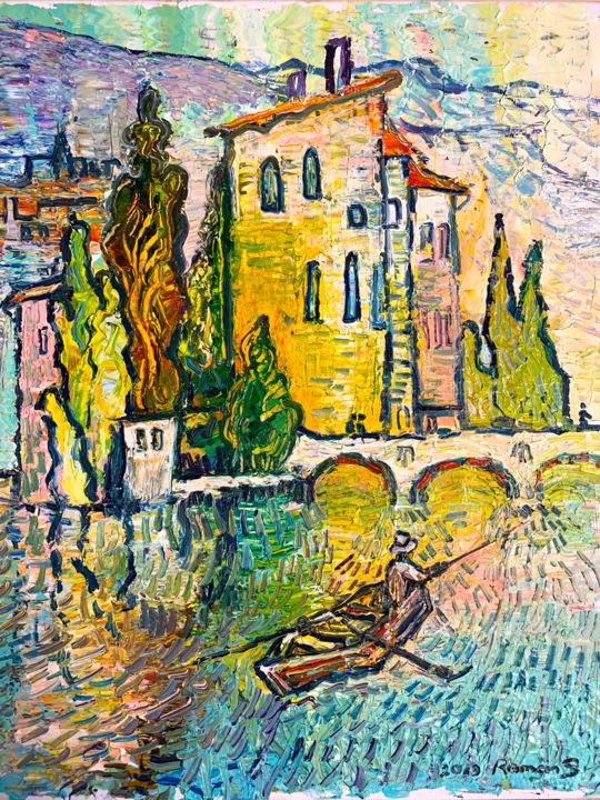 Painting titled "Mediterranean" by Roman Sleptsuk, Original Art, Oil