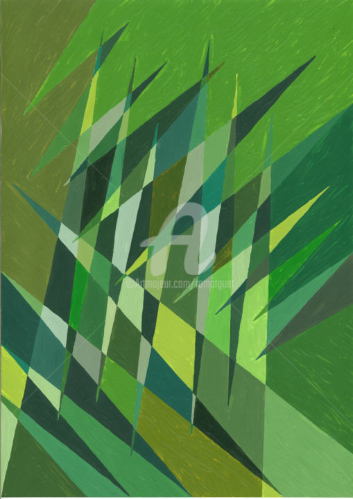 Painting titled "505-zebre-vert.jpg" by Romain Marguet, Original Artwork, Acrylic