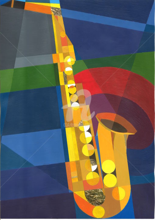 Malerei mit dem Titel "Saxo" von Romain Marguet, Original-Kunstwerk, Acryl