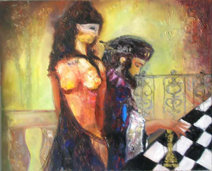 Malerei mit dem Titel "muza" von Romaya Puchman, Original-Kunstwerk, Öl