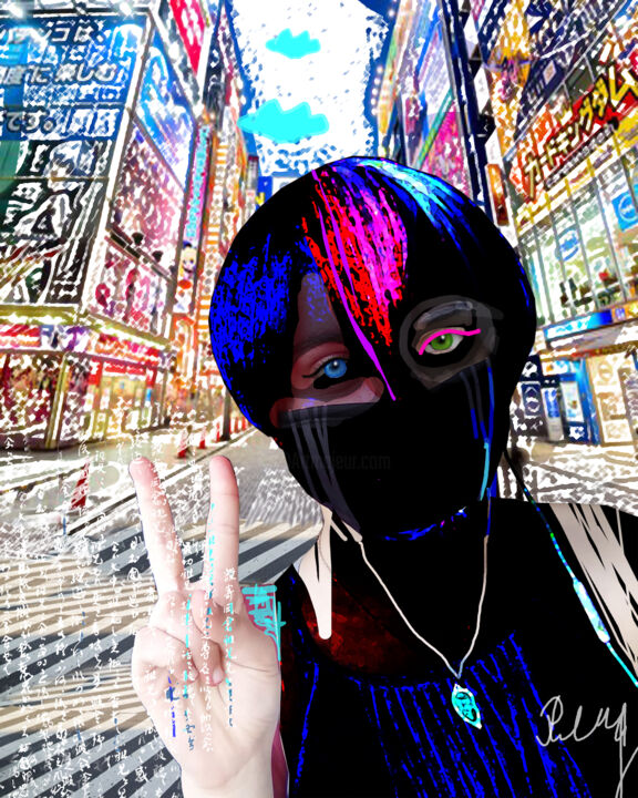 Цифровое искусство под названием "Elise in Tokyo" - Romaya Puchman, Подлинное произведение искусства, Цифровая живопись