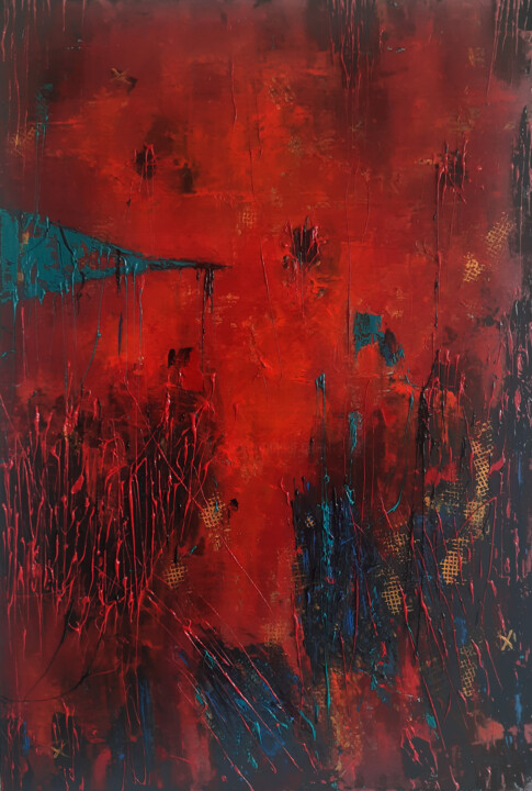 Painting titled "Red dreams in your…" by Romaya Puchman, Original Artwork, Acrylic