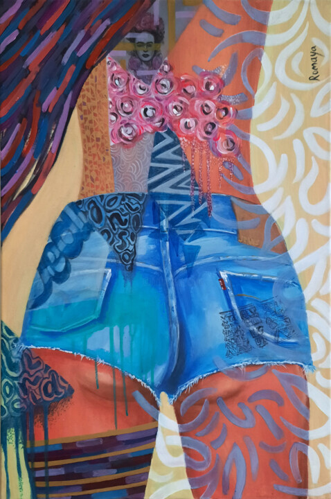 Painting titled "Blue short" by Romaya Puchman, Original Artwork, Acrylic