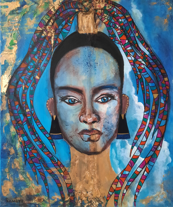 Malerei mit dem Titel "Dream girl" von Romaya Puchman, Original-Kunstwerk, Acryl Auf Keilrahmen aus Holz montiert