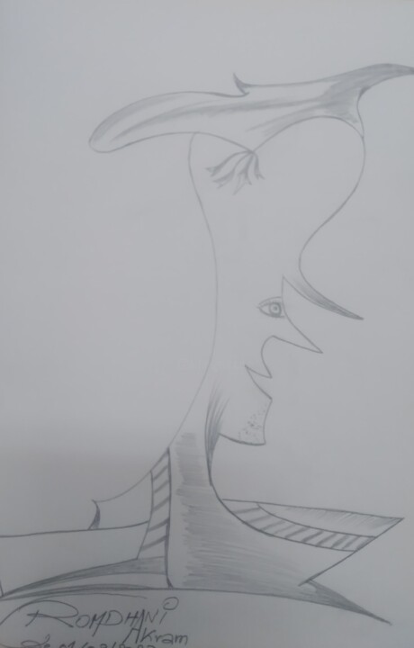 Dessin intitulée "Dessin 0103" par Akram Romdhani, Œuvre d'art originale, Crayon