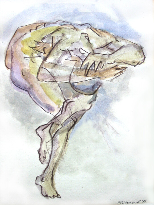 Rysunek zatytułowany „Yoga” autorstwa Romen Stoilov, Oryginalna praca