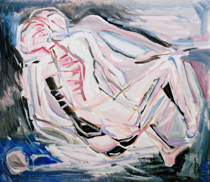 Peinture intitulée "Couple" par Romen Stoilov, Œuvre d'art originale, Huile