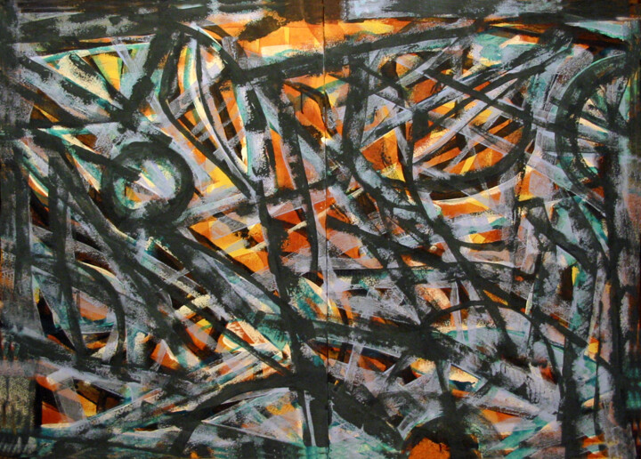 Peinture intitulée "chaos-4.jpg" par Romen Stoilov, Œuvre d'art originale, Acrylique