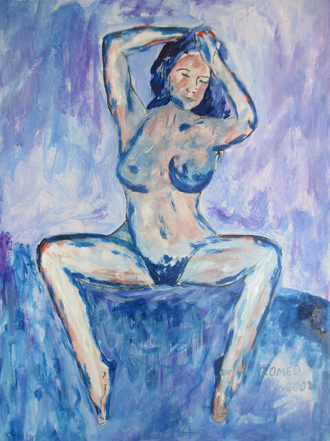 Painting titled "MULHER SENTADA" by Romeo Zanchett, Original Artwork, Acrylic