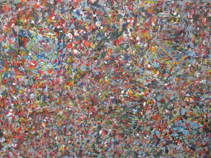 Painting titled "Profusão de cores" by Romeo Zanchett, Original Artwork, Enamel