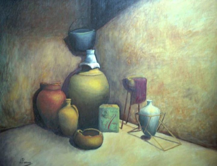 Painting titled "Corner of the cellar" by Jose María Romeo, Original Artwork, Oil