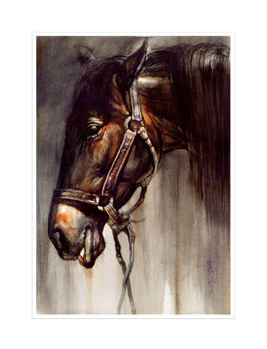 Painting titled "Horse (Watercolor)" by Raileanu Romeo, Original Artwork