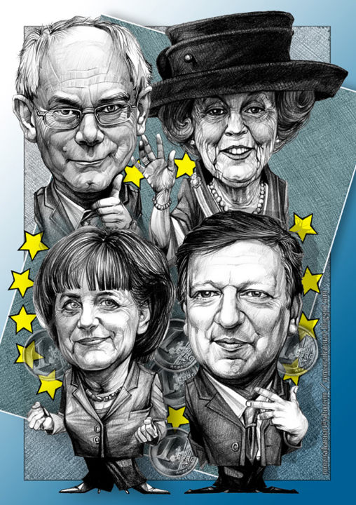 Dibujo titulada "Political Figures" por Raileanu Romeo, Obra de arte original