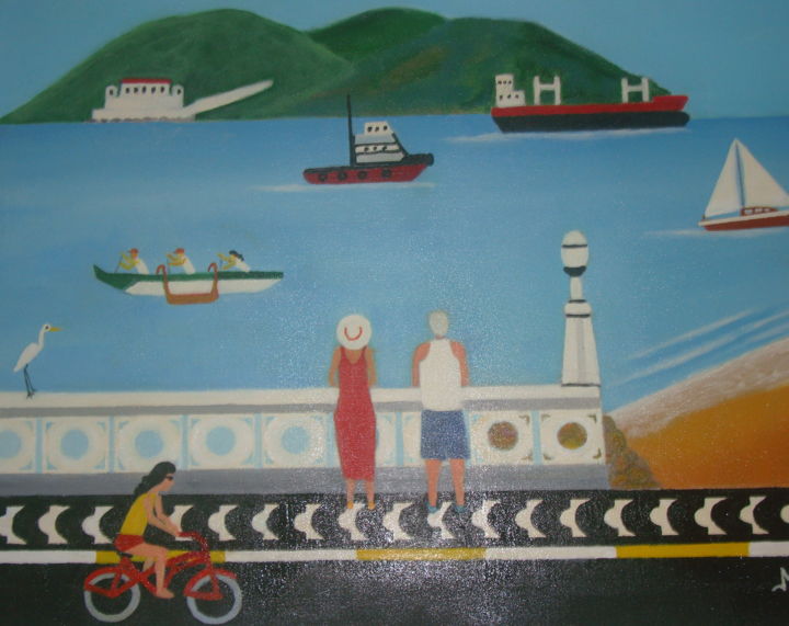 Ζωγραφική με τίτλο "Ponta da praia" από Romeu Graça Moreira, Αυθεντικά έργα τέχνης, Λάδι