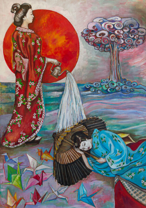 Pintura titulada "THE SUN ON HIROSHIMA" por Romina Rosati, Obra de arte original, Acrílico