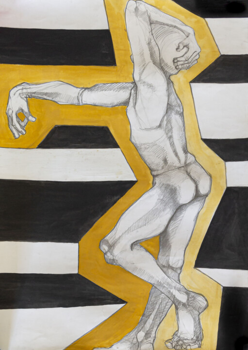 Картина под названием "MAN FROM BACK" - Romina Rosati, Подлинное произведение искусства, Акрил