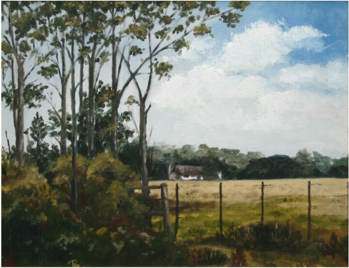 Painting titled "Paisaje de campo" by Romina Rosin, Original Artwork, Other