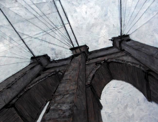 Pittura intitolato "Brooklyn Bridge" da Romina Diaz-Brarda, Opera d'arte originale, Acrilico