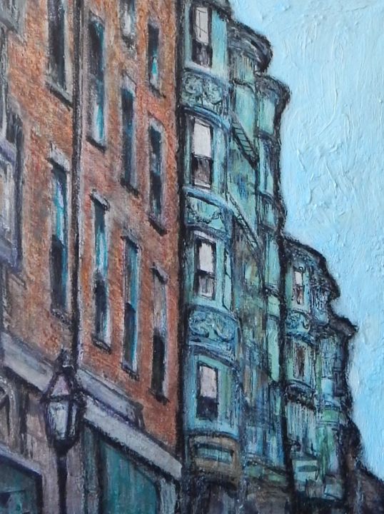 Painting titled "Buildings" by Romina Diaz-Brarda, Original Artwork