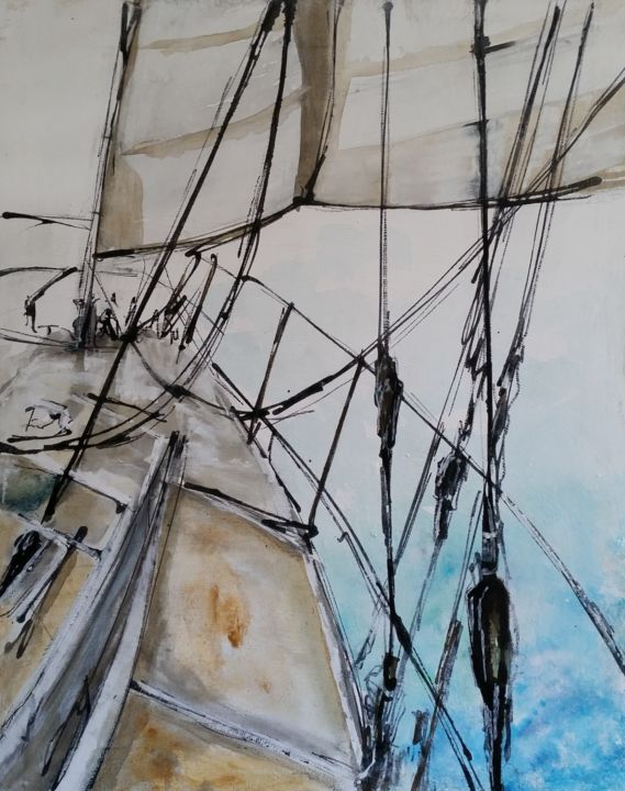 Painting titled "sailing 8b" by Romina Diaz-Brarda, Original Artwork, Acrylic