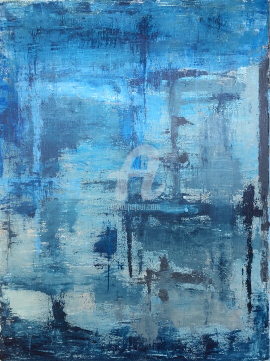 Painting titled "Blue abstract" by Romros, Original Artwork, Acrylic