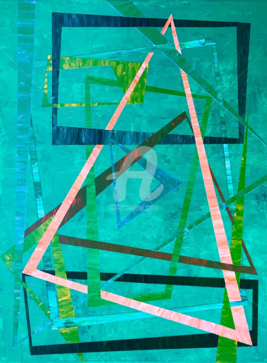 Malarstwo zatytułowany „Tangled colors” autorstwa Romros, Oryginalna praca, Akryl Zamontowany na Drewniana rama noszy