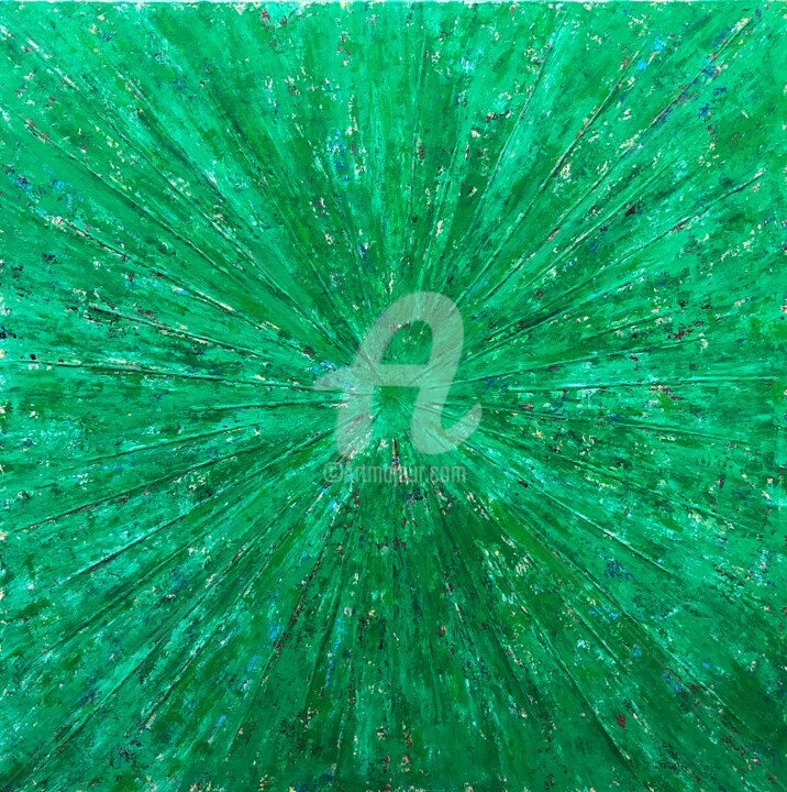 Painting titled "Green galaxy" by Romros, Original Artwork, Acrylic