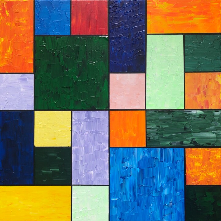 Pittura intitolato "Patchwork (mini)" da Romros, Opera d'arte originale, Acrilico Montato su Telaio per barella in legno