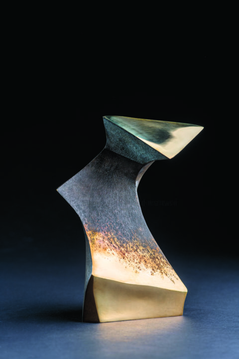 Sculpture titled "abstrakcja ukosna" by Romuald Wisniewski, Original Artwork, Metals