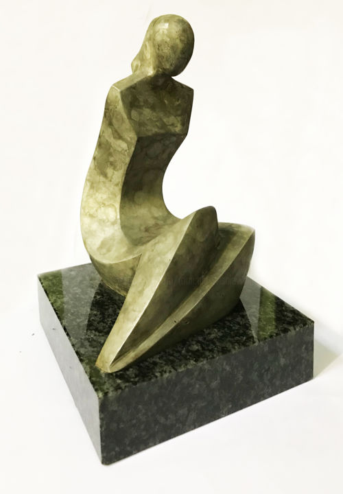 Sculpture titled "sitting" by Romuald Wisniewski, Original Artwork, Casting