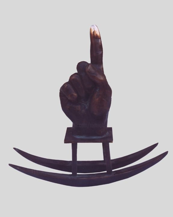 Sculpture intitulée "God's finger" par Romuald Wisniewski, Œuvre d'art originale, Bronze