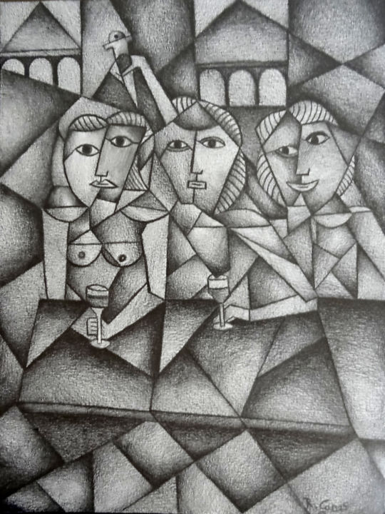 Drawing titled "La trahison" by Romuald Canas Chico, Original Artwork