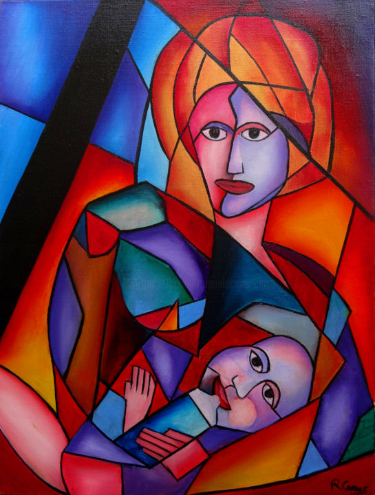 Painting titled "L'apaisement" by Romuald Canas Chico, Original Artwork, Oil