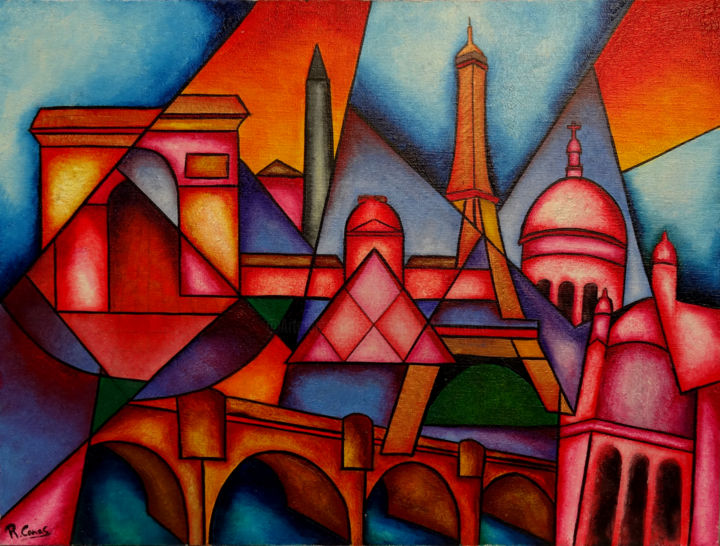 Malerei mit dem Titel "PARIS" von Romuald Canas Chico, Original-Kunstwerk, Öl