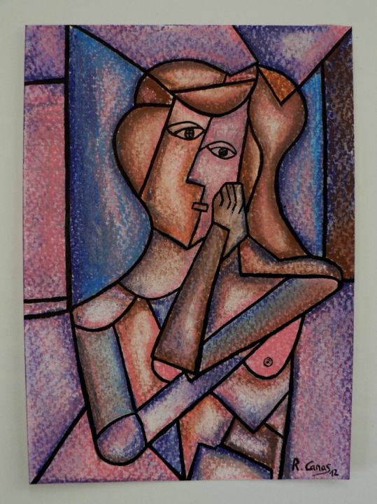 Painting titled "En-toute-attente" by Romuald Canas Chico, Original Artwork