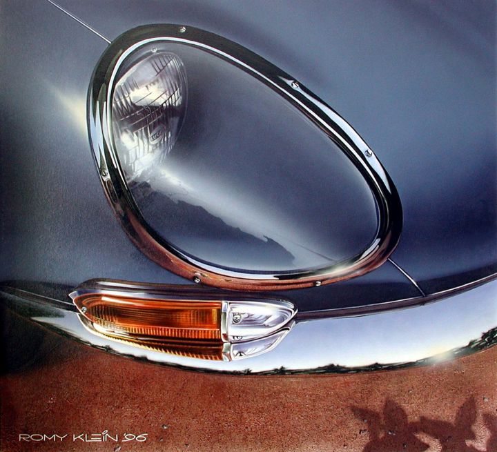 Malerei mit dem Titel "Jaguar E 2/2 1996 R…" von Romy Klein, Original-Kunstwerk, Acryl