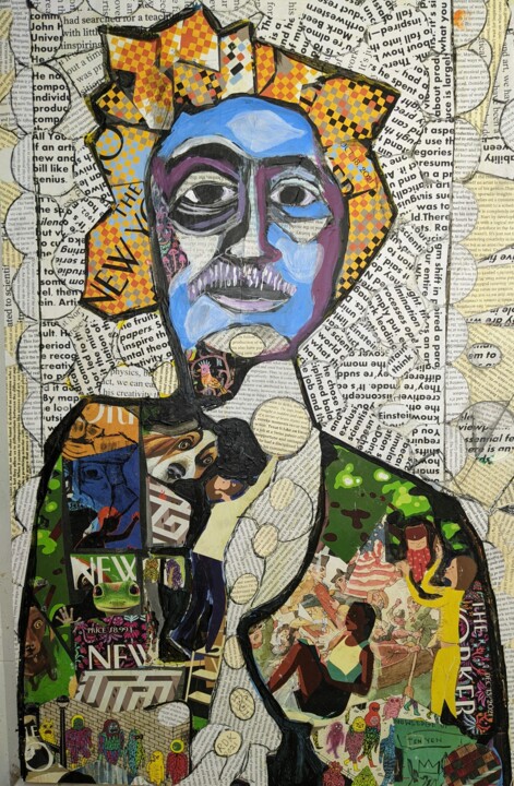 Collages titled "Albert Einstien" by Ron Kammer, Original Artwork, Acrylic