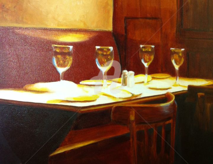 Pintura titulada "Comfy Restaurant" por Ronald Egan, Obra de arte original