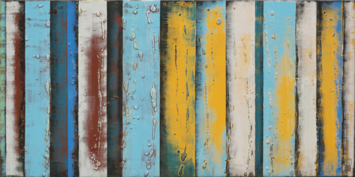 Painting titled "Natural High panels" by Ronald Hunter, Original Artwork, Acrylic Mounted on Wood Stretcher frame