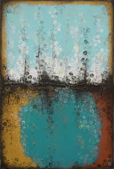 Painting titled "Boiling bubbels ori…" by Ronald Hunter, Original Artwork, Acrylic Mounted on Wood Stretcher frame