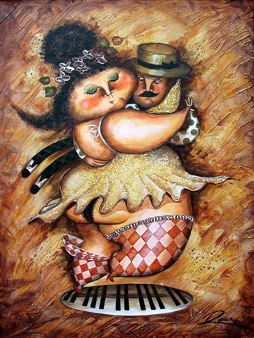 Pintura titulada "Bailando en casa de…" por Ronald Espinosa, Obra de arte original