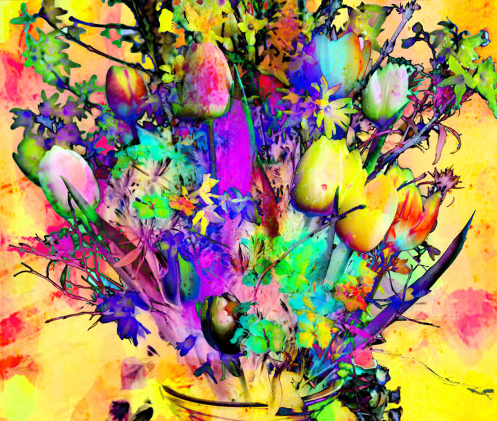 数字艺术 标题为“Spring flowers” 由Ronaldhm, 原创艺术品, 数字油画