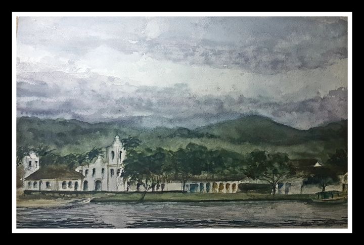 Painting titled "Igreja Nsra das Dor…" by Ronaldo Silvério Da Silva, Original Artwork, Watercolor