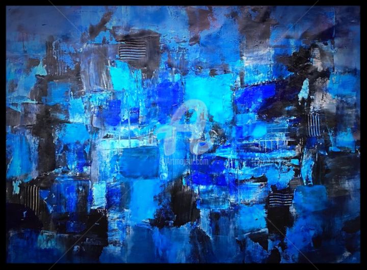 Painting titled "Blue Night 70x100cm" by Weigand, Original Artwork