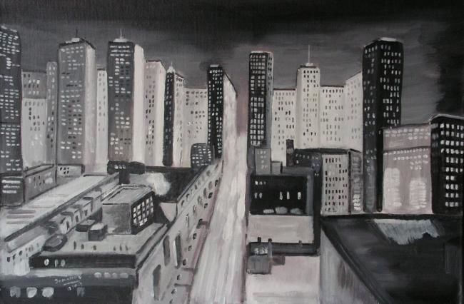 new-york - Painting, 65x50 cm ©2009 by Dominique RONDEAU -
new-york la nuit peinture acrylique
