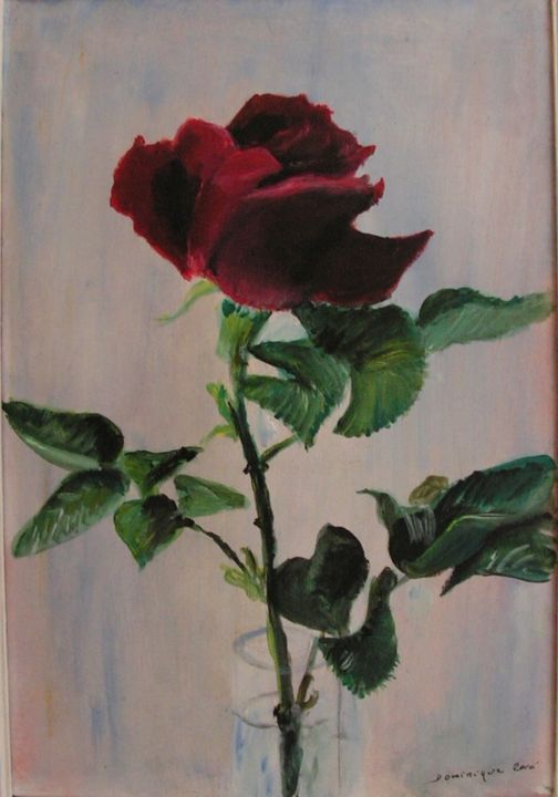 Painting titled "rose-rouge.jpg" by Dominique Rondeau, Original Artwork, Acrylic