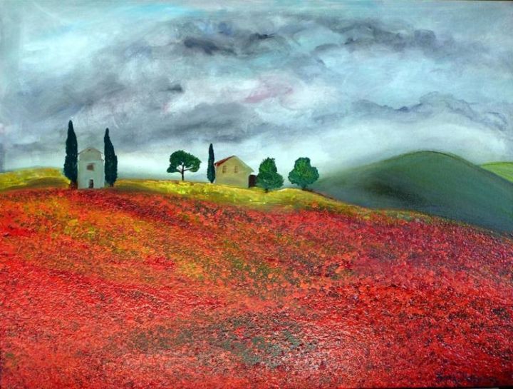 Painting titled "Somewhere in Tuscan…" by Ron Demore, Original Artwork, Oil
