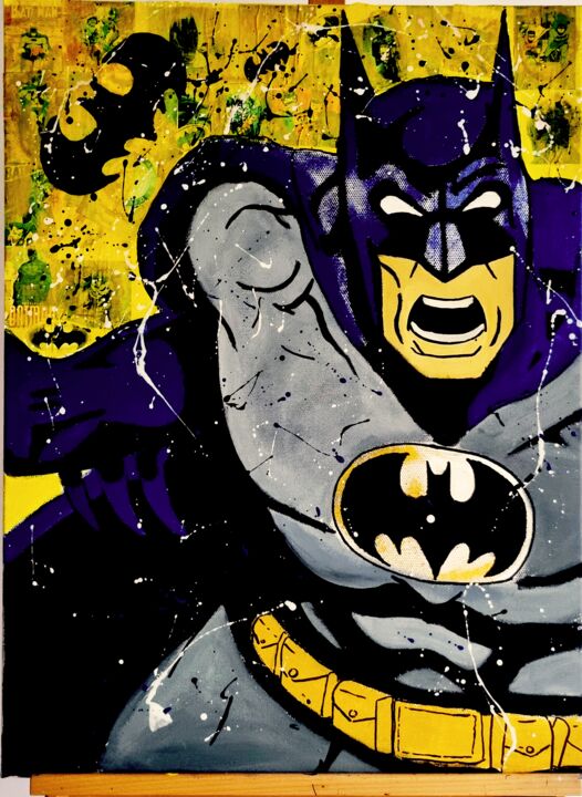 Painting titled "Batman" by Rondinelli Patrick (Whoisrick), Original Artwork, Acrylic