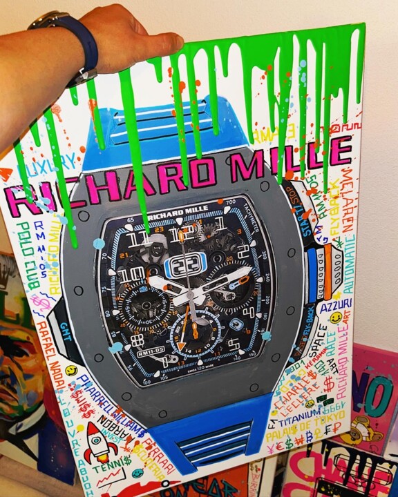 Painting titled "RICHARD MILLE" by Rondinelli Patrick (Whoisrick), Original Artwork, Acrylic Mounted on Wood Stretcher frame
