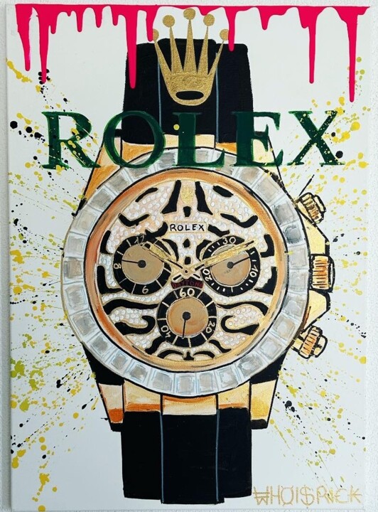 Pittura intitolato "ROLEX EYE OF THE TI…" da Rondinelli Patrick (Whoisrick), Opera d'arte originale, Acrilico Montato su Tel…